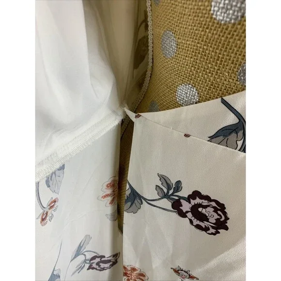 Ann Taylor Loft Floral Print Ruffled Wrap Dress White Side Tie Small Event Flora - Picture 7 of 16